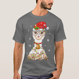 サンタクロースラマアルパカクリスマスツリーライツメリーCh Tシャツ