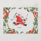 サンタクロースランニングゴルフ付きゴルフクリスマス ポストカード (正面)