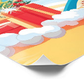 サンタクロースリラックスズオンザトロピカルビーチサンベッド ポスター (コーナー)