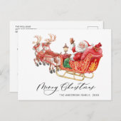 サンタクロースリークリスマスグリーティングホリデー ポストカード (正面/裏面)