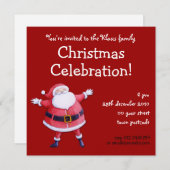 サンタクロースレッドクリスマスパーティの招待状 招待状 (正面/裏面)