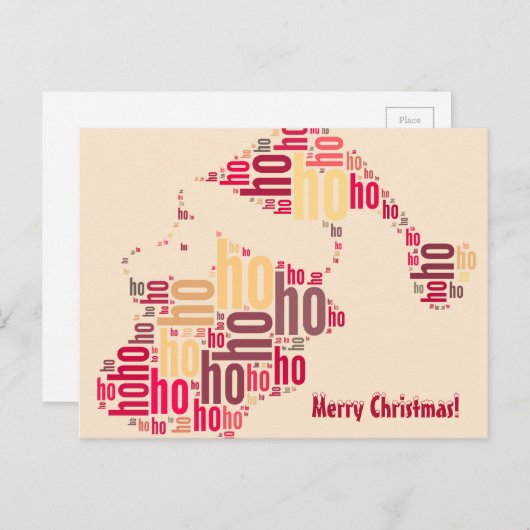 サンタクロースワードクラウドホーホホホ シーズンポストカード (正面/裏面)