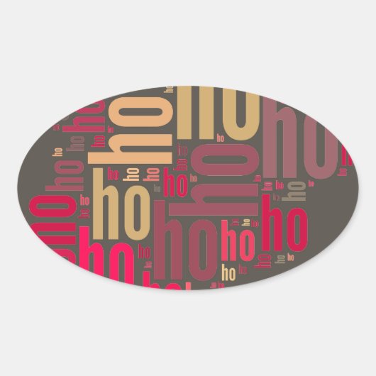 サンタクロースワードクラウドホーホホホ 楕円形シール (正面)