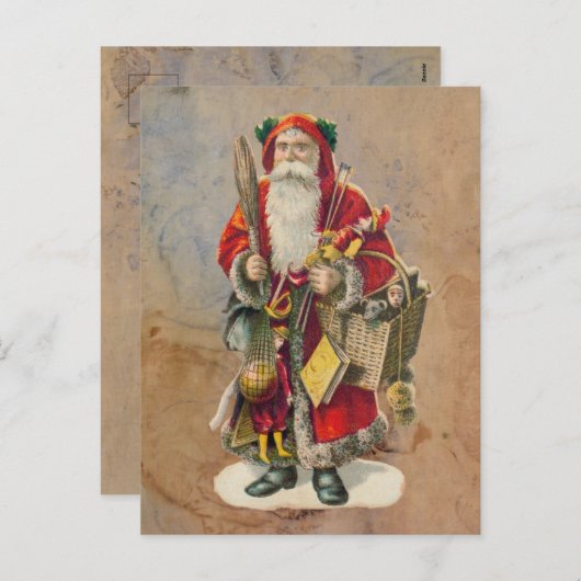 サンタクロースヴィンテージアンティーククリスマス シーズンポストカード (正面/裏面)