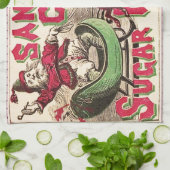 サンタクロースヴィンテージイラストレーションスリー キッチンタオル (折り畳み)