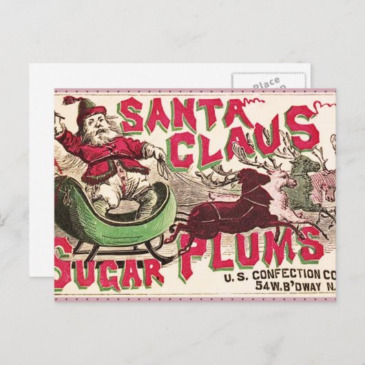 サンタクロースヴィンテージイラストレーションスリー シーズンポストカード (正面/裏面)
