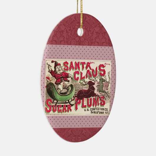 サンタクロースヴィンテージイラストレーションスリー セラミックオーナメント (右)