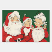 サンタクロースヴィンテージイラストレーションスリー ラッピングペーパーシート (正面2)