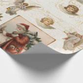 サンタクロースヴィンテージエンジェルクリスマスエレガントスクリプト ラッピングペーパー (角)