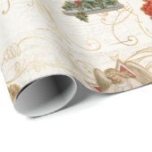 サンタクロースヴィンテージエンジェルクリスマスエレガントスクリプト ラッピングペーパー (ロールコーナー)