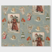 サンタクロースヴィンテージエンジェルクリスマスセージ台本 ラッピングペーパー (フラット)