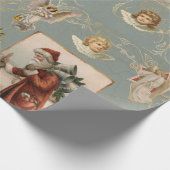 サンタクロースヴィンテージエンジェルクリスマスセージ台本 ラッピングペーパー (角)