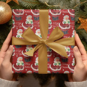 サンタクロースヴィンテージオールドスタイルレッドレトロクリスマス ラッピングペーパー