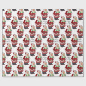 サンタクロースヴィンテージオールドファッションドレトロクリスマス ラッピングペーパー (フラット)