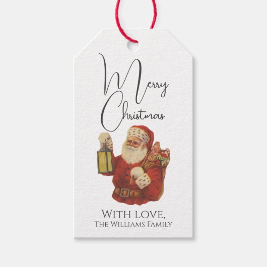 サンタクロースヴィンテージスタイルメリークリスマス ギフトタグ (正面)