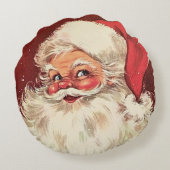 サンタクロースヴィンテージレトロホリデーかわいらし ラウンドクッション (裏面)