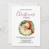 サンタクロースヴィンテージレトロレッドクリスマスパーティー 招待状 (正面)