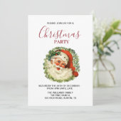 サンタクロースヴィンテージレトロレッドクリスマスパーティー 招待状 (スタンド正面)