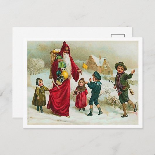 サンタクロース与えのおもちゃを良い子供に、ヴィンテージ ポストカード (正面/裏面)