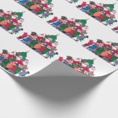 サンタクロース与えの子どもへのプレゼントツリー ラッピングペーパー (角)