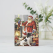 サンタクロース与えの犬への贈り物 シーズンポストカード (スタンド正面)