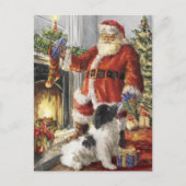 サンタクロース与えの犬への贈り物 シーズンポストカード (正面)