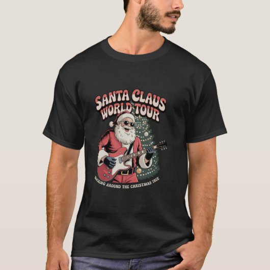 サンタクロース世界ツアーロッキングザのまわりにクリスマ Tシャツ (正面)