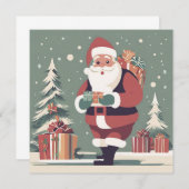 サンタクロース中世紀型モダンクリスマスパーティー 招待状 (正面/裏面)