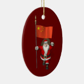 サンタクロース中国旗 セラミックオーナメント (右)