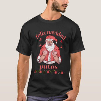 サンタクロース中指フェリーズNavidad Putos醜い Tシャツ