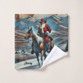 サンタクロース乗馬クリスマス バスタオルセット (ウォッシュタオル)