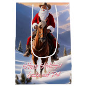 サンタクロース乗馬クリスマス ミディアムペーパーバッグ (裏面)