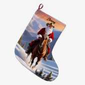 サンタクロース乗馬クリスマス ラージクリスマスストッキング (正面 (吊り時))