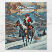 サンタクロース乗馬クリスマス ワインラベル (シングルラベル)