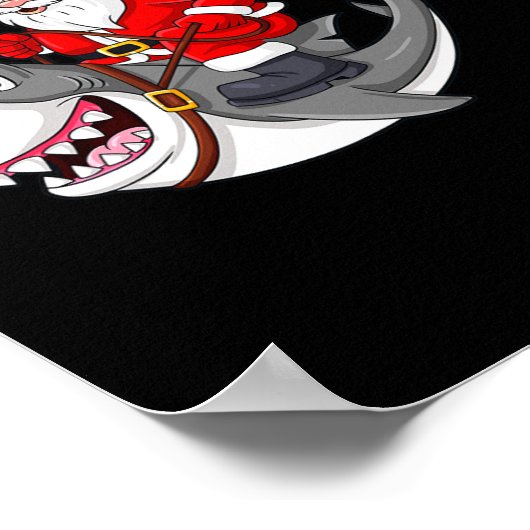 サンタクロース乗馬シャーク男の子女の子子供 ポスター (角)