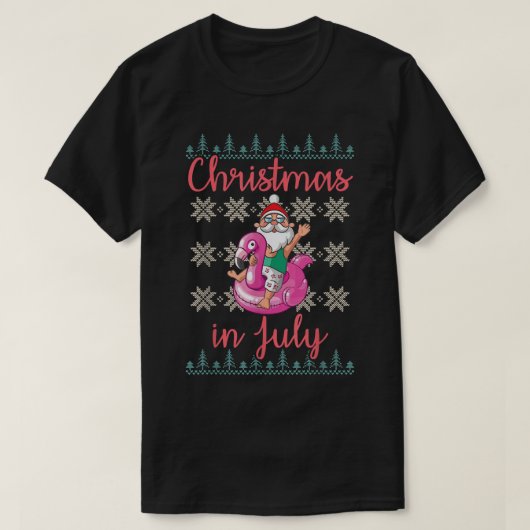 サンタクロース乗馬メリーダッククリスマ7月Ugl Tシャツ (デザイン正面)