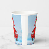 サンタクロース付きの車に乗ったアメリカ人のエスキモー犬 紙コップ (右)