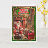 サンタクロース付きクリスマスカード カード (黄色い花)