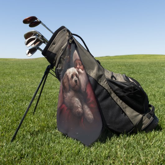 サンタクロース付きコックポークリスマスフェスティバル ゴルフタオル (グリーン)