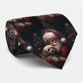 サンタクロース付きコックポークリスマスフェスティバル ネクタイ (ロール)