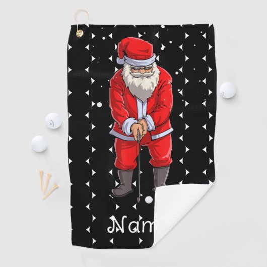 サンタクロース付きゴルファー用のゴルフクリスマスタオル ゴルフタオル (インサイチュ)
