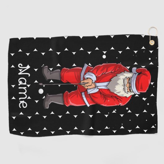 サンタクロース付きゴルファー用のゴルフクリスマスタオル ゴルフタオル (横)