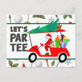 サンタクロース付きゴルフカートLet Par Tee Golf ポストカード (正面)