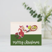 サンタクロース付きテニスクリスマスホリデーポストカー シーズンポストカード (スタンド正面)