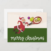 サンタクロース付きテニスクリスマスホリデーポストカー シーズンポストカード (正面/裏面)