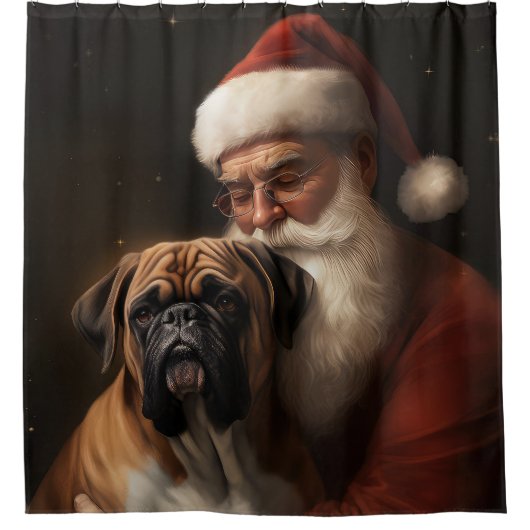 サンタクロース付きボクサーフェスティバルクリスマス シャワーカーテン (正面)