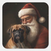 サンタクロース付きボクサーフェスティバルクリスマス スクエアシール (正面)