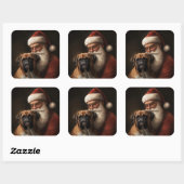 サンタクロース付きボクサーフェスティバルクリスマス スクエアシール (シート)