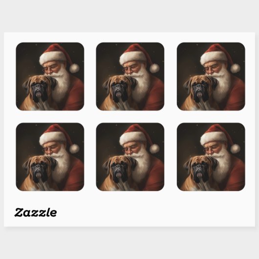 サンタクロース付きボクサーフェスティバルクリスマス スクエアシール (シート)