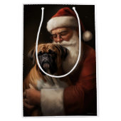 サンタクロース付きボクサーフェスティバルクリスマス ミディアムペーパーバッグ (正面)